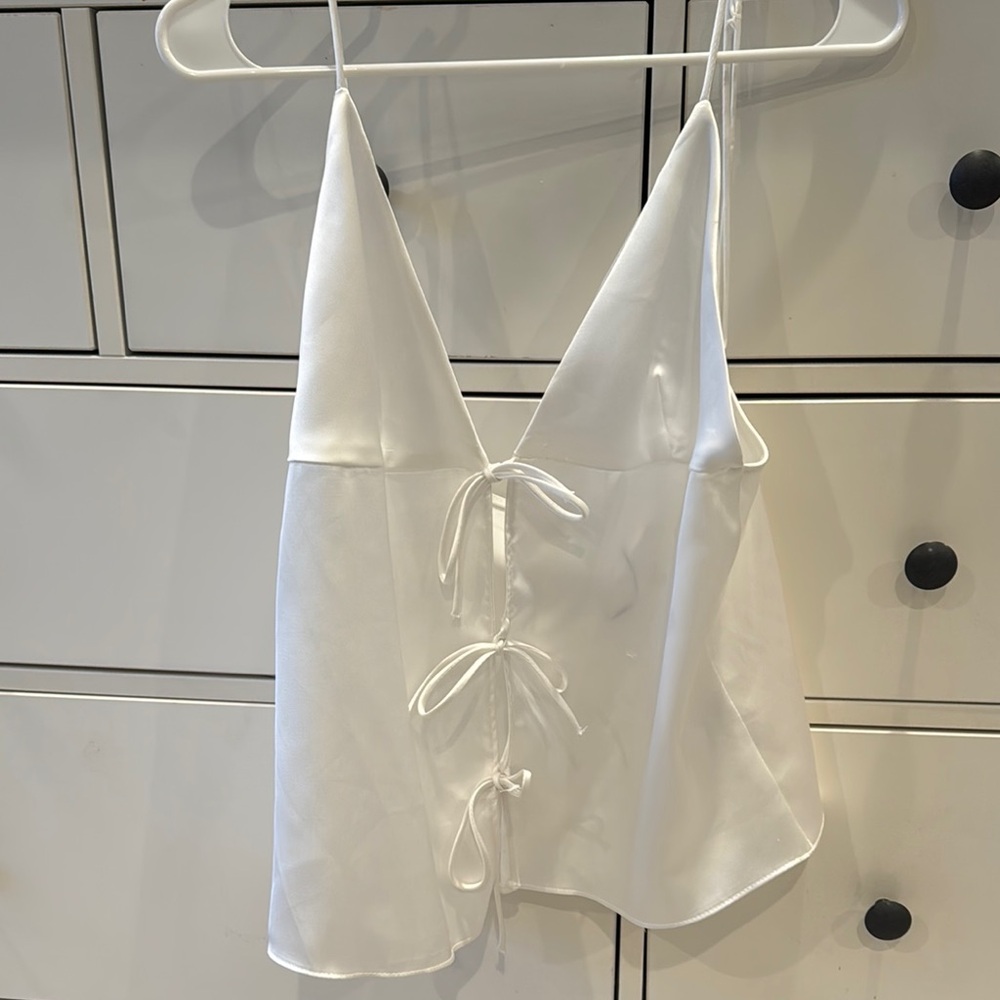 Zara White Satin Women's Top